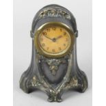 A Victorian gilt metal and porcelain panel mantel clock,