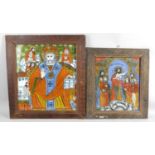 A 19th century religious icon reverse painting on glass,