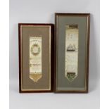 A selection of eight framed and glazed Victorian woven silk bookmarks,