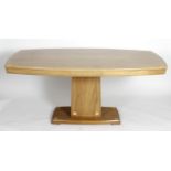 A good quality inlaid ash and stained wooden pedestal table,