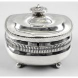 A George III silver lockable tea caddy,
