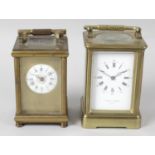 A late 19th century brass cased carriage clock,
