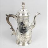 A George II silver coffee pot,