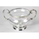 A Victorian silver mounted glass pedestal bowl,