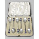 A cased and matched set of six silver teaspoons,