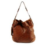 BALLY - a brown quilted leather handbag.