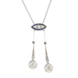 A diamond and sapphire negligee necklace.