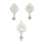 A set of imitation pearl and diamond jewellery.