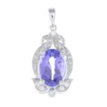 A tanzanite and diamond pendant.