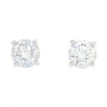 A pair of 18ct gold brilliant-cut diamond stud earrings.