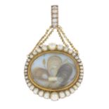 A late Victorian split pearl memorial pendant.