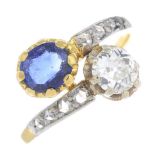 A sapphire and diamond dress ring.