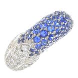 An 18ct gold sapphire and diamond dress ring.