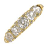 A late Victorian 18ct gold diamond five-stone ring.