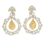 A pair of 14ct gold diamond drop earrings.