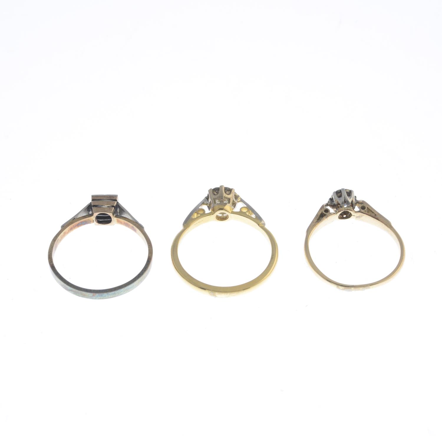 Three diamond single-stone rings. - Image 2 of 3