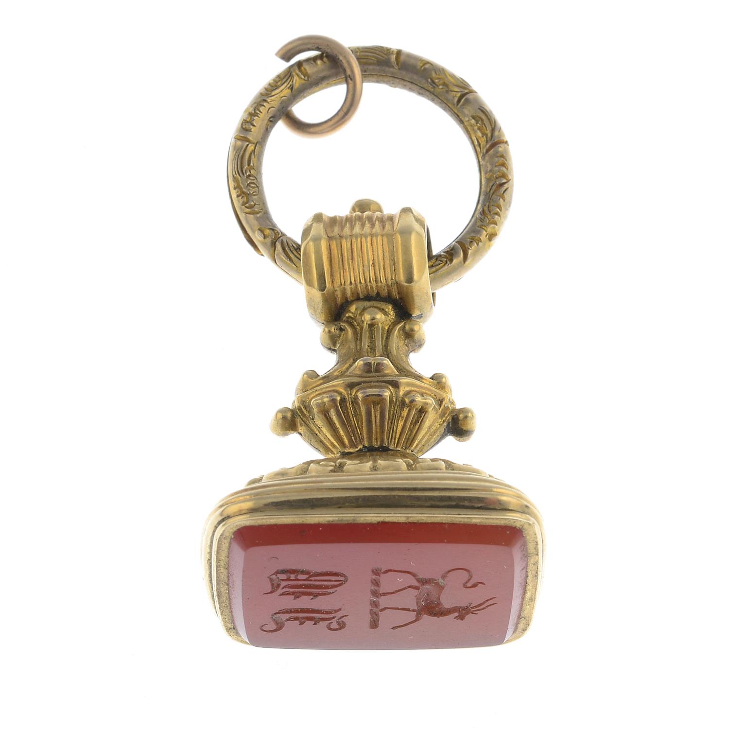 A carnelian fob.