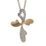 A 9ct gold diamond pendant.