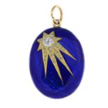 A diamond and enamel locket.