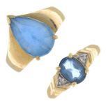 (64402) Seven 9ct gold gem-set rings.