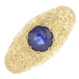 A gentleman's 18ct gold glass-filled sapphire ring.