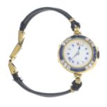 A lady's Edwardian 18ct gold diamond and sapphire cocktail watch.