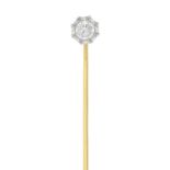 A diamond single-stone stickpin.