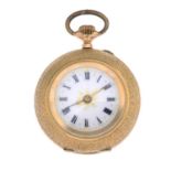 A 14ct gold enamel floral fob watch.