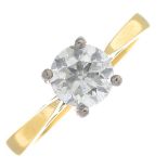 An 18ct gold diamond single-stone ring.