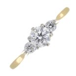 An 18ct gold diamond three-stone ring.