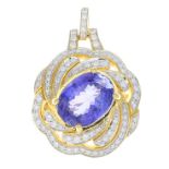 A tanzanite and diamond pendant.