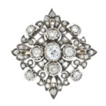 A mid Victorian silver and gold diamond brooch.