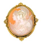 A late Victorian gold cameo brooch.