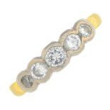 An 18ct gold diamond five-stone ring.