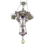 An early 20th century amethyst and peridot pendant.