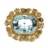 A mid Victorian gold aquamarine brooch.