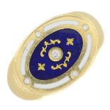 FABERGE - an 18ct gold diamond and enamel ring.