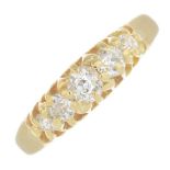 A late Victorian 18ct gold diamond five-stone ring.