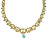 A set of 1970s emerald, diamond and gem-set jewellery.