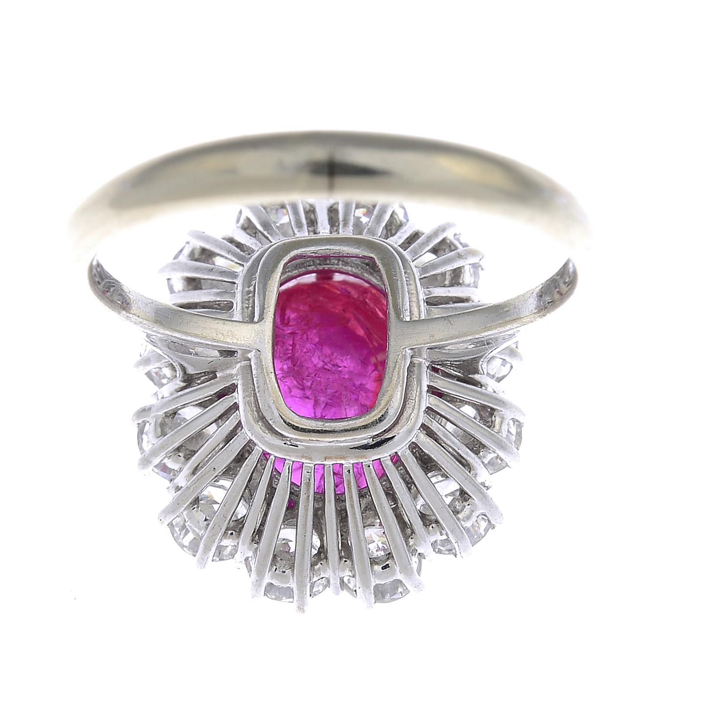 A ruby and diamond cluster ring. - Image 2 of 4