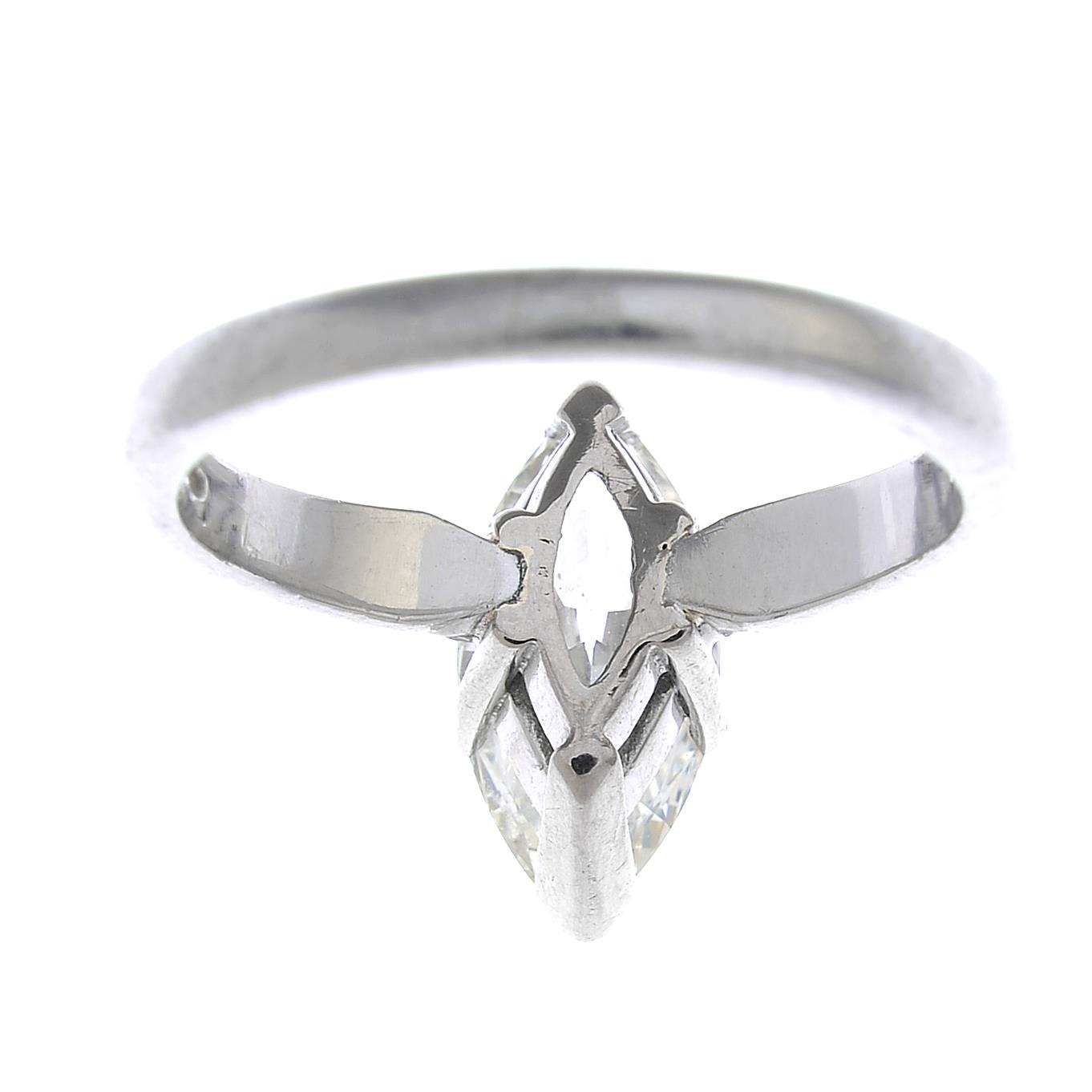 A platinum diamond single-stone ring. - Image 2 of 4