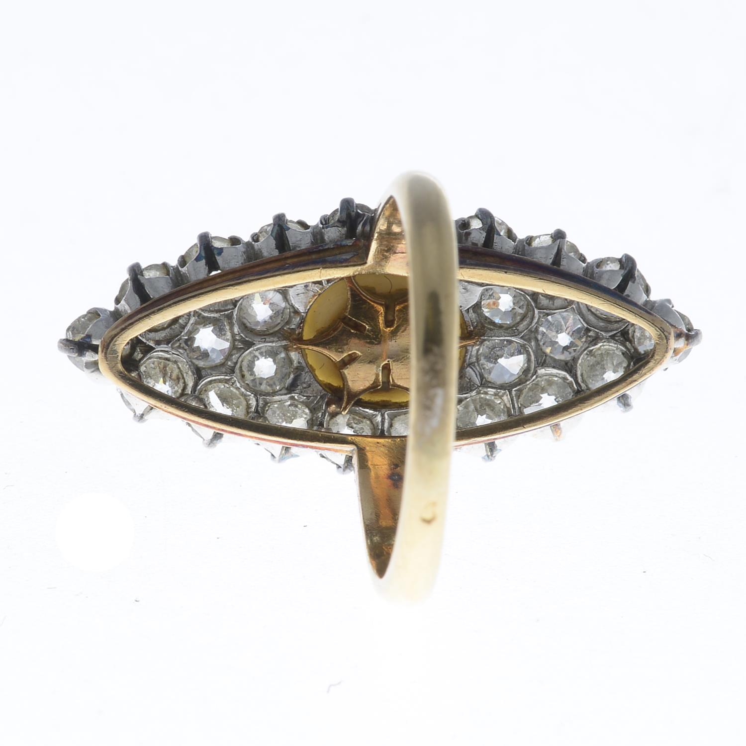 An early 20th century 18ct gold natural pearl and diamond cluster ring. - Image 2 of 3