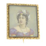 An early 19th century 15ct gold portrait miniature brooch.