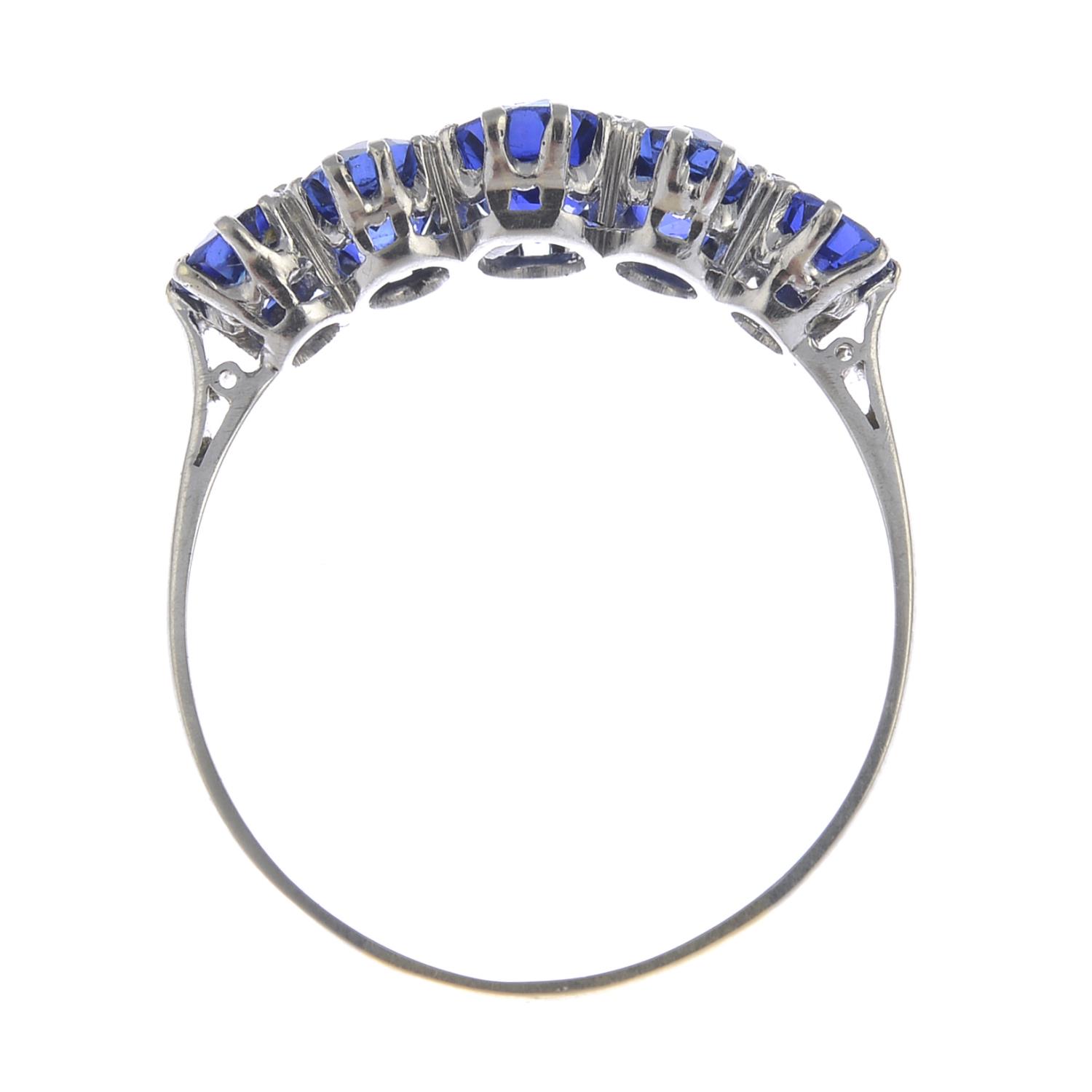 An early 20th century platinum and gold, sapphire five-stone ring. - Image 2 of 4