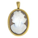 A late Victorian 18ct gold agate cameo locket.