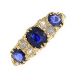 An early 20th century 18ct gold sapphire and diamond ring.