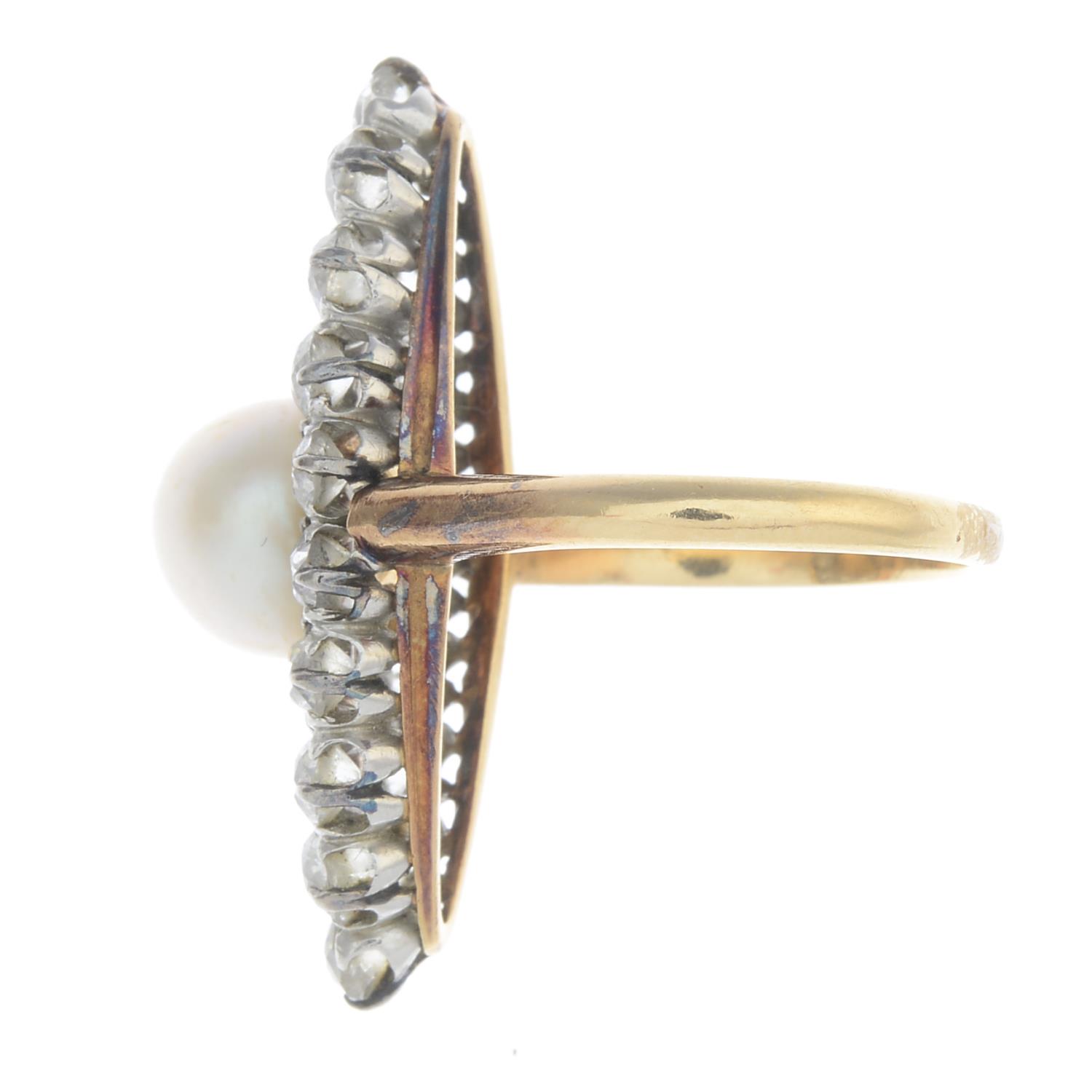 An early 20th century 18ct gold natural pearl and diamond cluster ring. - Image 3 of 3