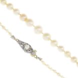 A natural pearl single-strand necklace.