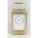 A 19th century gilt metal cased repeater carriage clock,