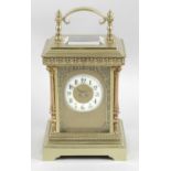 A late 19th century gilt metal cased carriage clock,